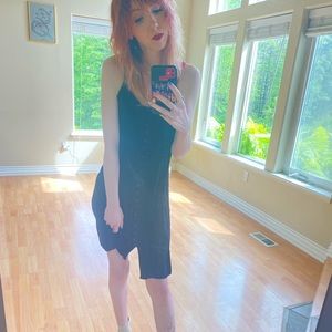 Button Up MIDI Black Dress